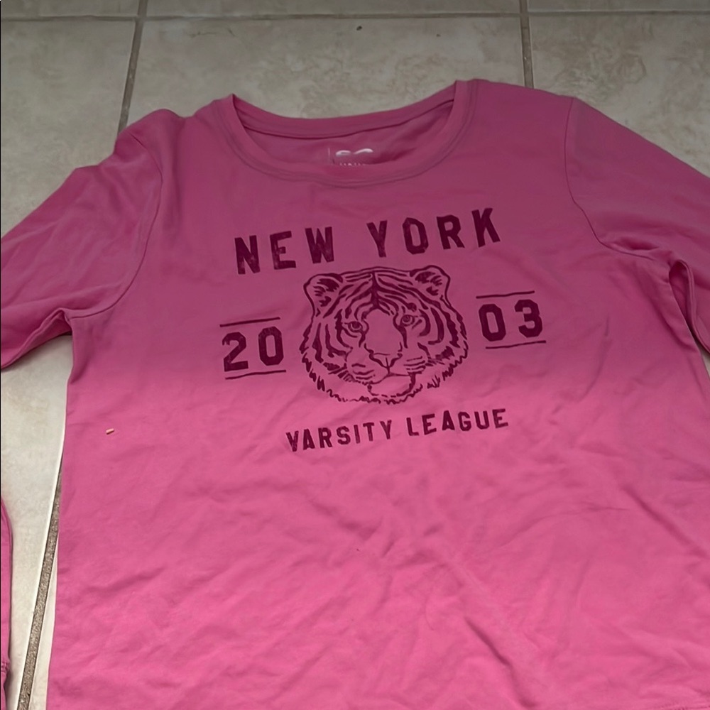 SO Pink Long Sleeve Tee with Tiger Print
